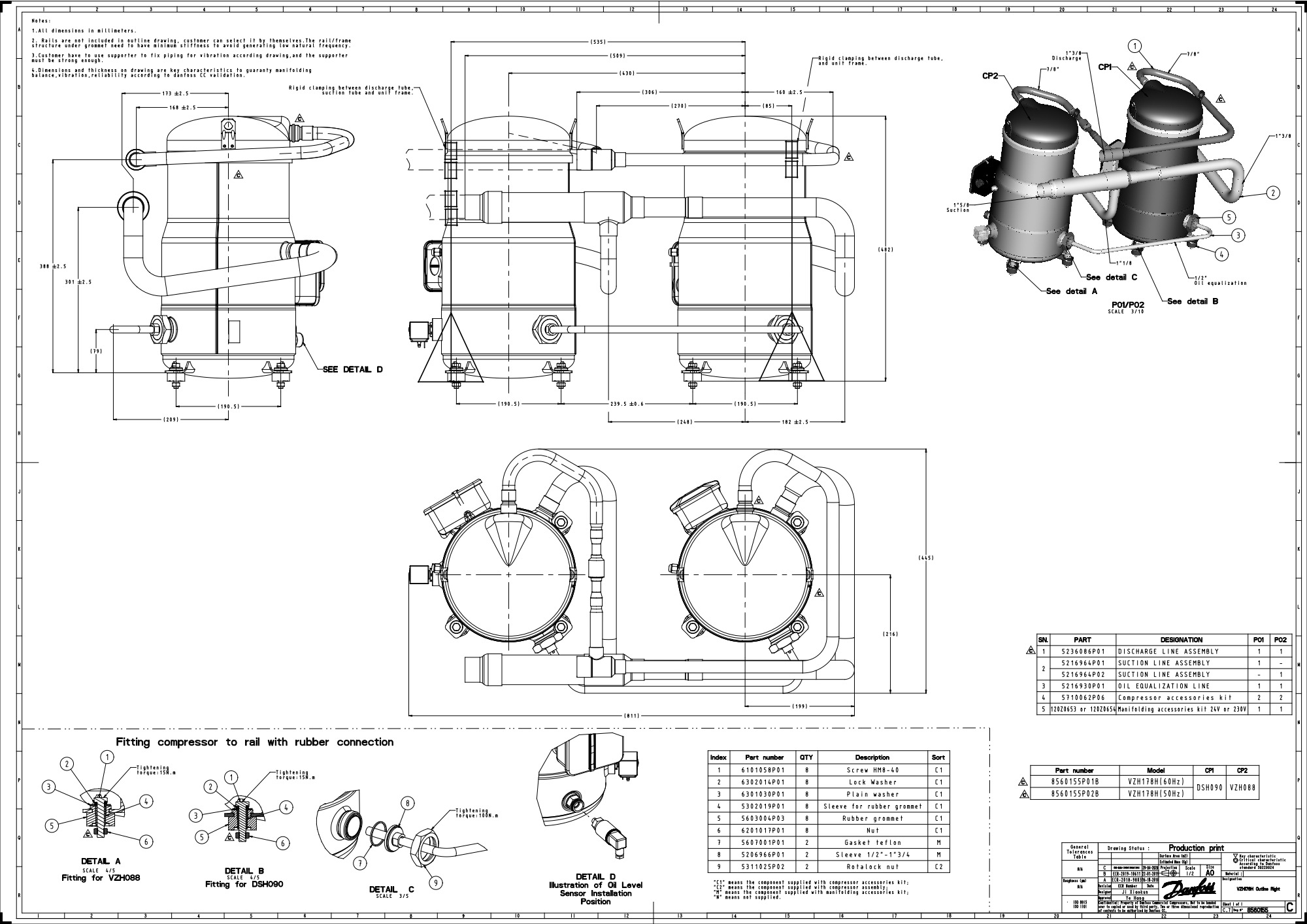 Компрессор Danfoss DSH090A4ALD в индивидуальной упаковке купить с ближайшего склада