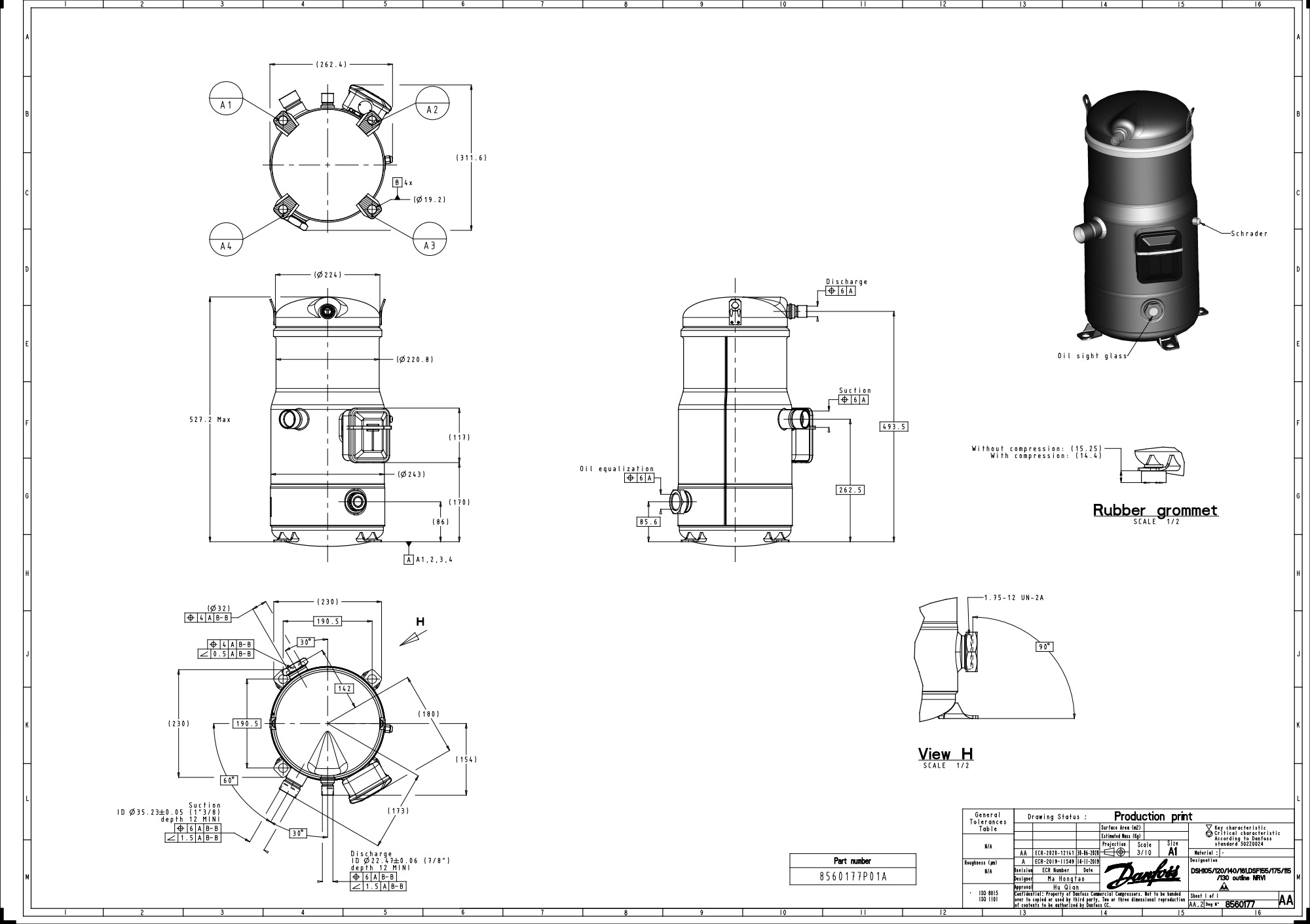 Компрессор Danfoss DSH105A4ALD 120H1522 заказать со складов по всей России