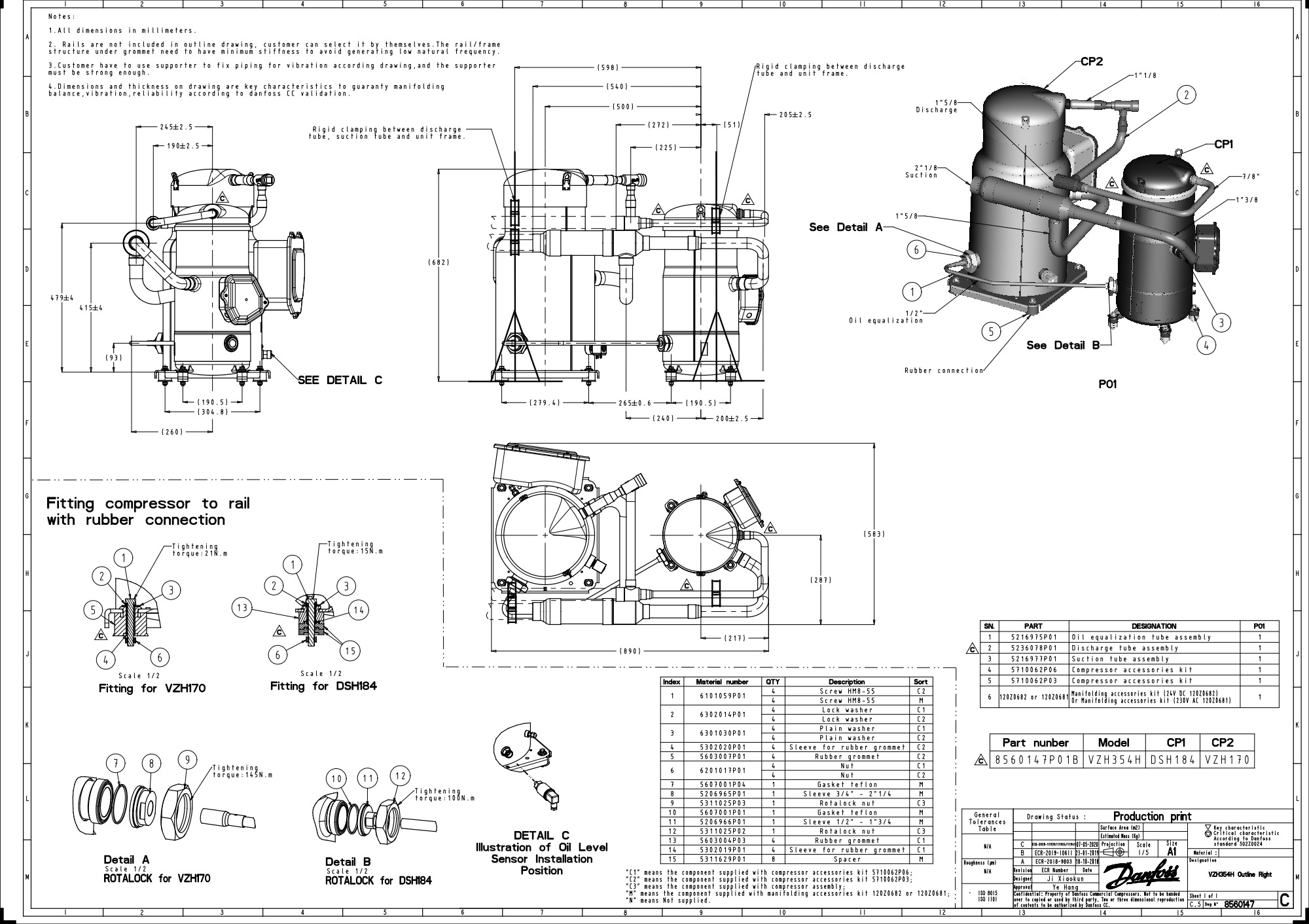 Компрессор Danfoss DSH184A4ALD 120H1561 купить с ближайшего склада