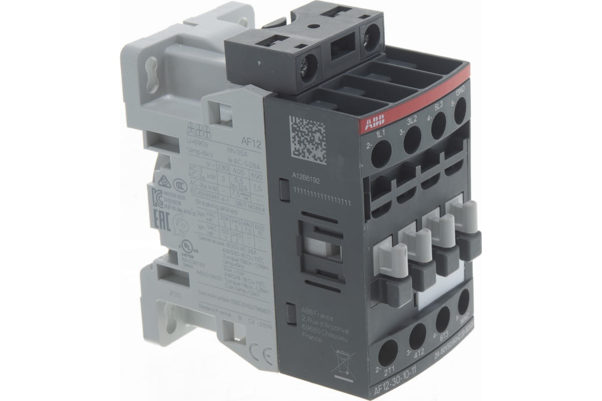 Контактор ABB AF12-30-10-11 с универсальной катушкой управления 24-60BAC/20-60BDC оформить заказ с доставкой с ближайшего склада