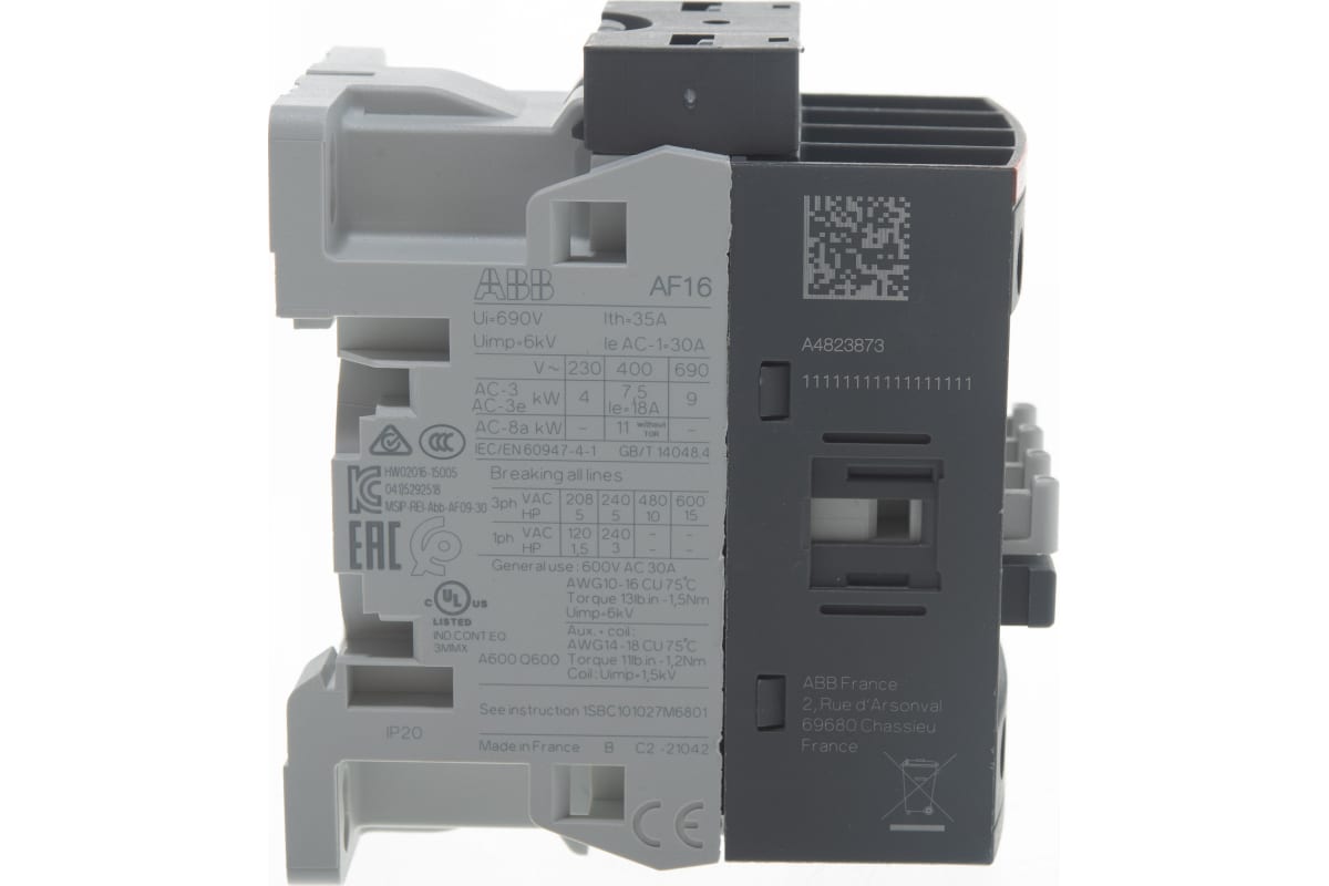 Контактор ABB AF16-30-10-11 с универсальной катушкой управления 24-60BAC/20-60BDC купить по цене "по запросу"