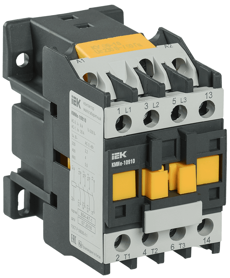 Контактор IEK КМИе-10910 9А 230В/АС3 1НО