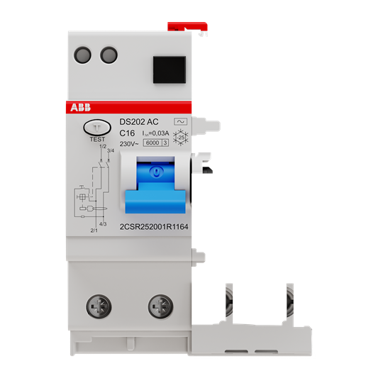 Выключатель авттоматический дифференциального тока ABB  DS202 16А 30мА 6кА