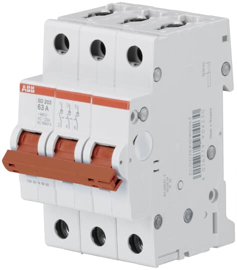 Рубильник ABB 3-полюсный рычаг красный SD203/16