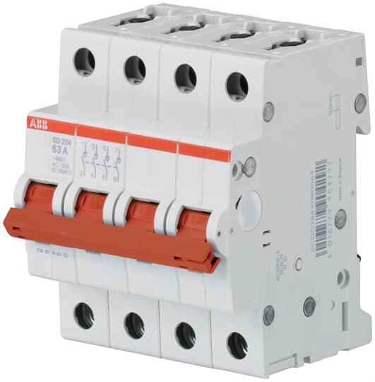 Рубильник ABB 4-полюсный рычаг красный SD204/25