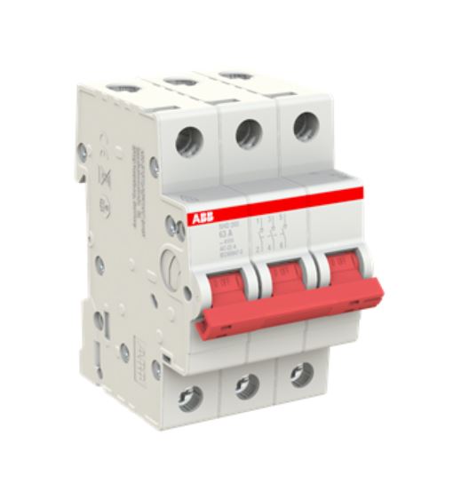 Рубильник ABB 3-полюсный, рычаг красный SHD203/25