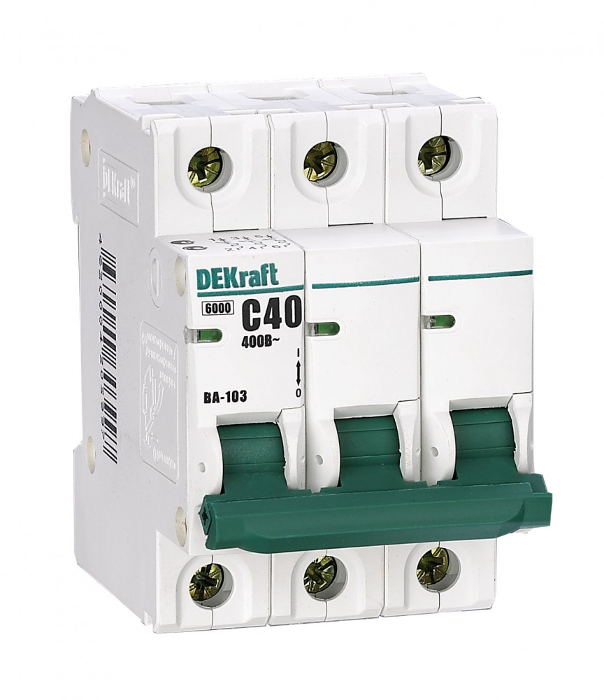 Автоматический выключатель Schneider Electric DEKraft, ВА-103 3Р 6А (C) 6КА
