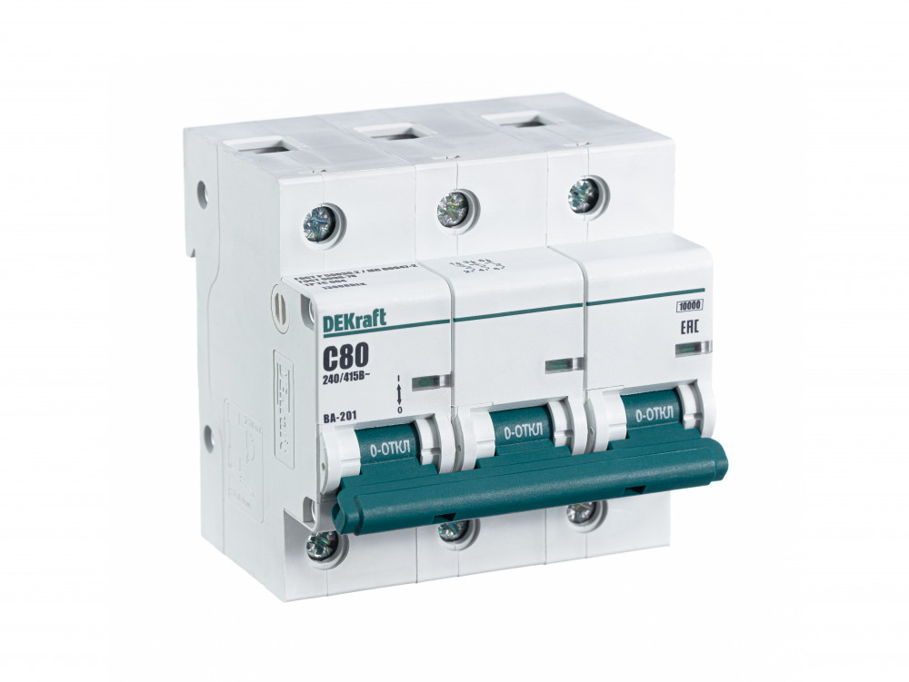 Автоматический выключатель Schneider Electric Dekraft, 3Р 80А х-ка С ВА-201 10кА DEKraft