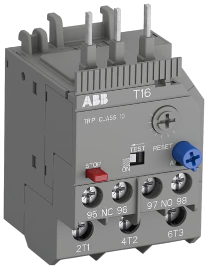 Реле перегрузки тепловое ABB T16-0.13 диапазон уставки 0,1А…0,13А для контакторов типа B6, B7, AS