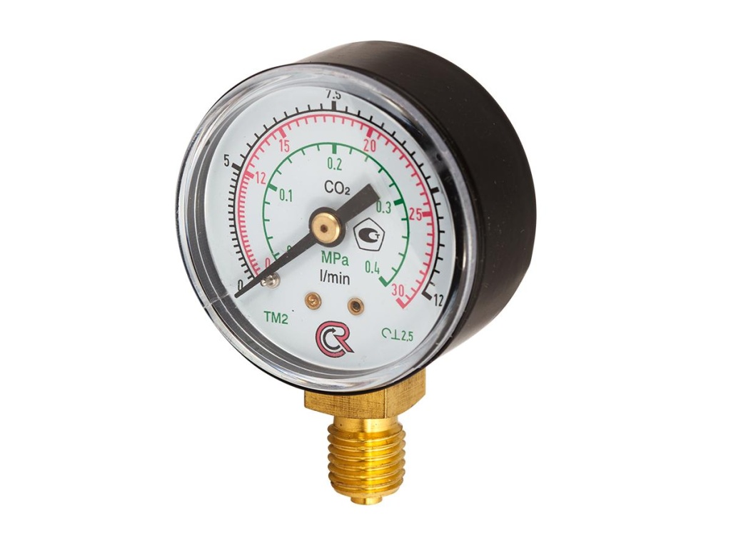 Манометр Росма ТМ-210Р.00(0-0,4MPa)/(0-30/12L/min)M12x1,5.2,5.CO2.двойная шкала купить с доставкой по РФ
