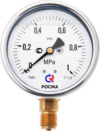 Манометр осев гидр ТМ-320Т.10 0-1,0МПаДк63 G1/4" глиц нерж Росма 00000026326