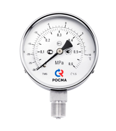 Манометр Росма ТМ-511Р.00(0-4MPa)/(-30-+70C)M20x1,5.1,5.NH3 Двойная шкала купить с доставкой по РФ