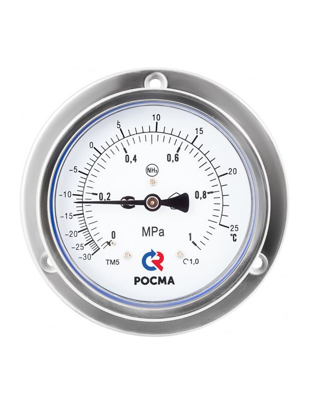 Манометр Росма ТМВ-521ТЭ.00(-0,1-2,4MPa)/(-70-+55C)M20x1,5.1,0.NH3.Двойная шкала купить с доставкой по РФ