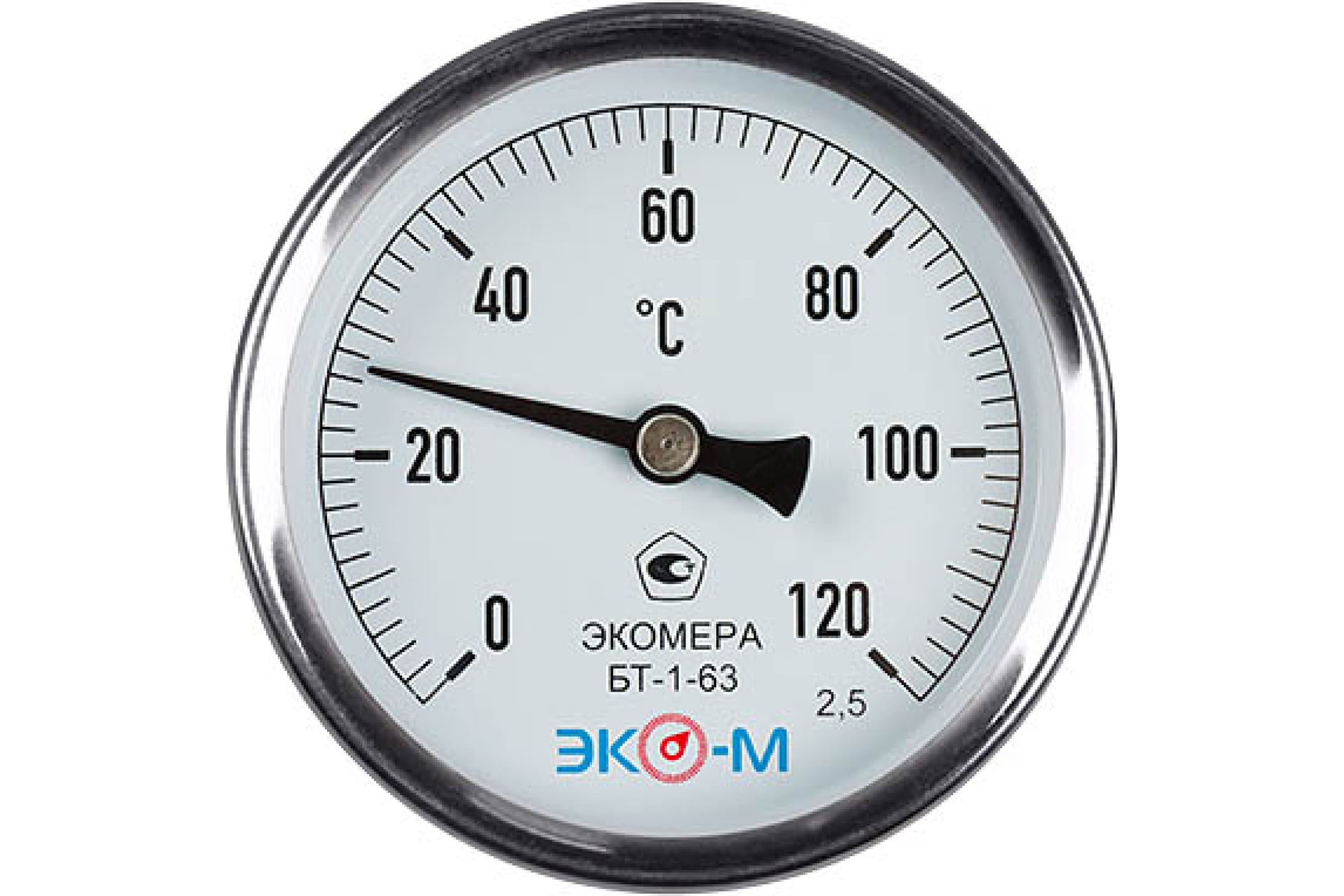 Термометр Экомера Ду63 0..120С L=40 G1/2 осевой