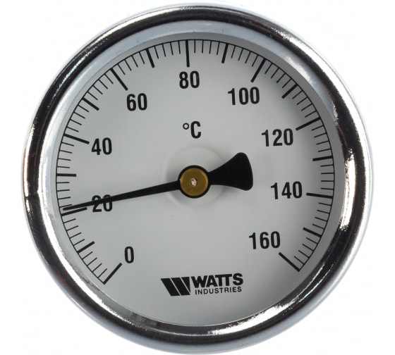 Термометр WATTS биметаллический F+R801 OR 63mm 0-160C, гильза 50мм 10005806 