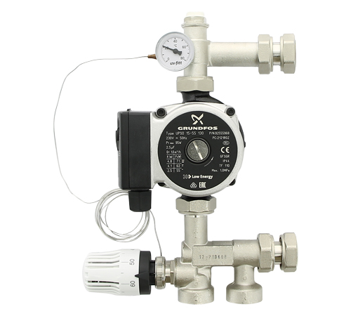 Насосно-смесительная группа SOLOMIX MINI с накидной гайкой 1", с насосом GRUNDFOS UPSO 15-55 130 купить с доставкой по РФ