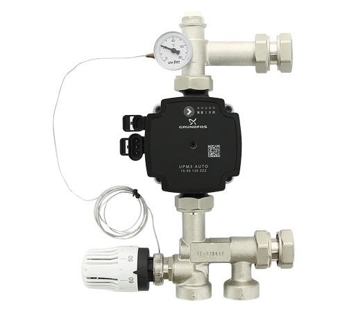 Насосно-смесительная группа Uni-fitt SOLOMIX MINI с накидной гайкой 1", с насосом GRUNDFOS UPM3 AUTO 15-50 13 купить с доставкой по РФ