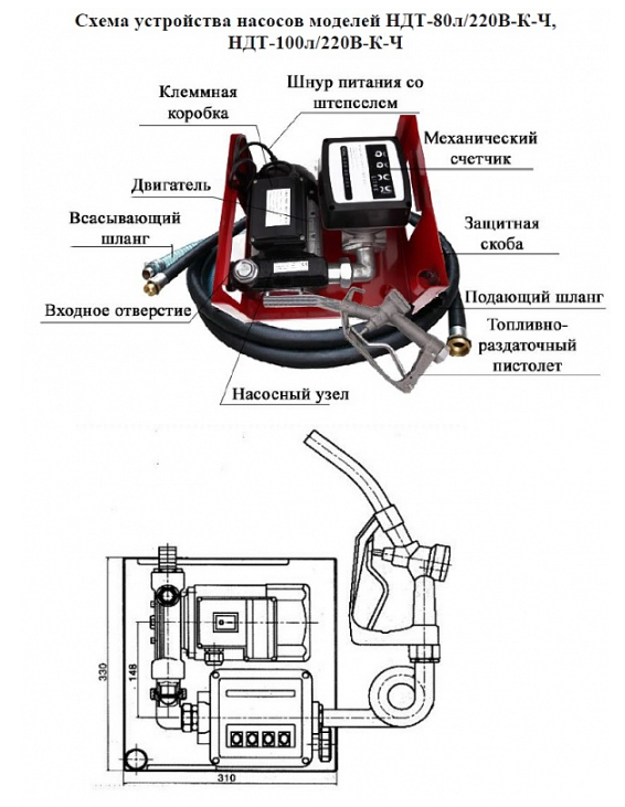 Насос для ДТ со счетчиком Vodotok НДТ-60л/220В-К-Ч заказать со складов по всей России