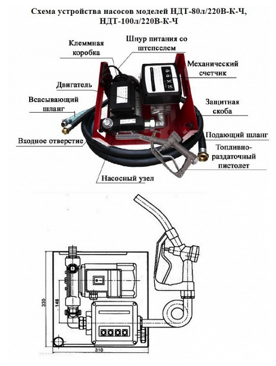 Насос для ДТ со счетчиком Vodotok НДТ-70л/220В-К-Ч заказать со складов по всей России