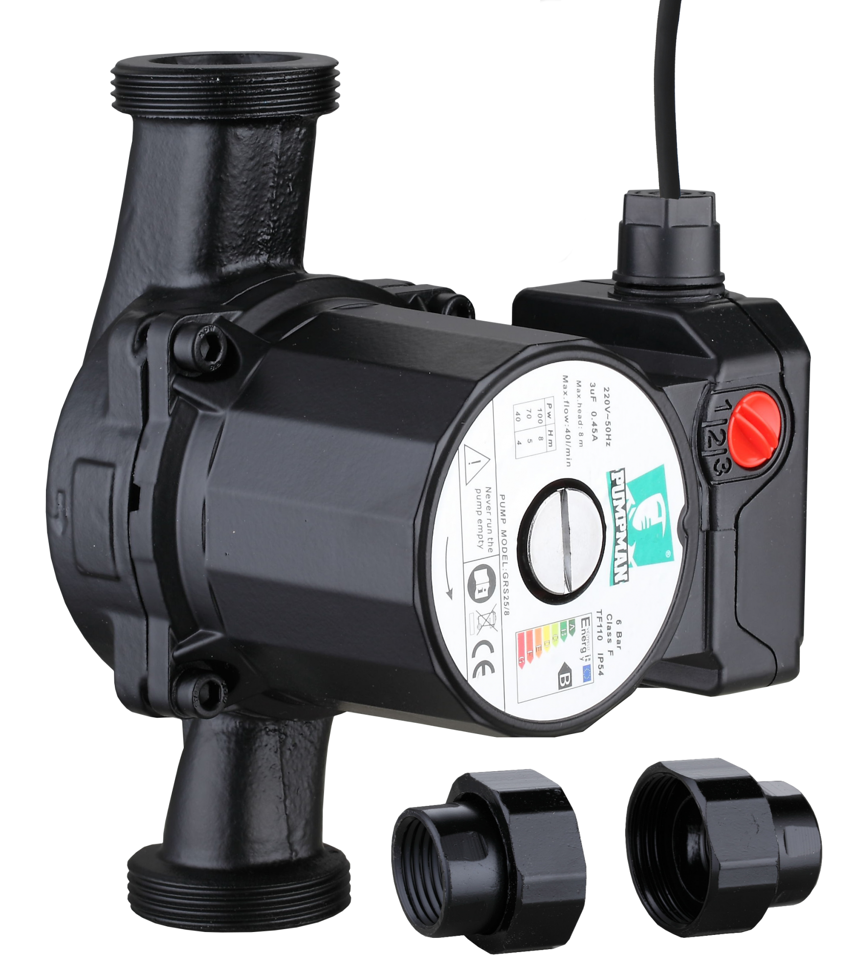 Насос Pumpman TRS25/6 (130мм) (обмотка сплав) с гайками и кабелем