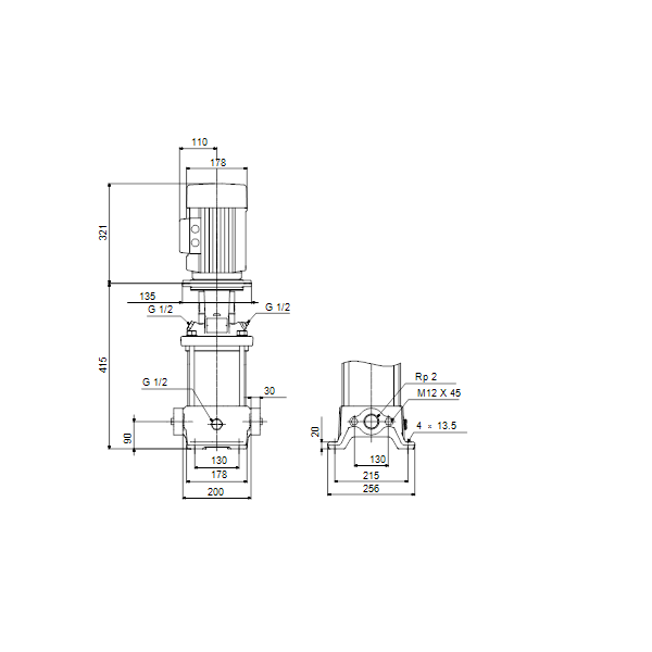 Насос вертикальный многоступенчатый центробежный Grundfos CR 15-2 A-F-A-E-HQQE 96501698 купить с ближайшего склада