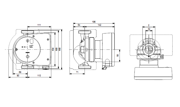 Насос Grundfos MAGNA1 32-80 180 1x230V PN10 купить по цене 82178 руб.