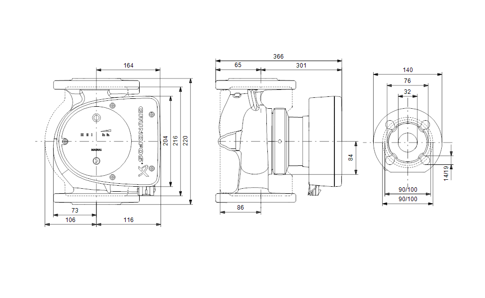 Насос Grundfos MAGNA1 32-120 F купить по цене 105513 руб.