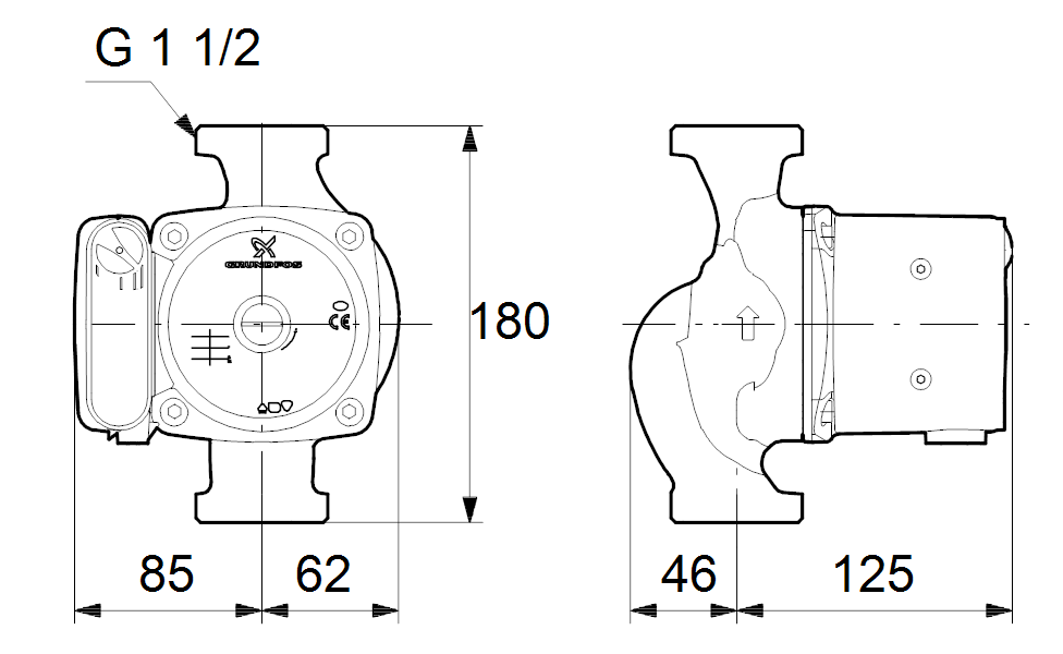 Насос Grundfos UPS25-55 180 1x230V 50Hz 9H купить по цене "по запросу"