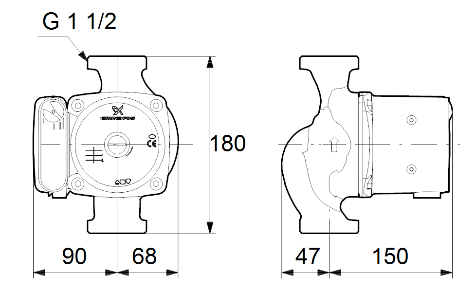 Насос Grundfos UPS25-100 180 1x230V 50Hz 9H купить по цене 52696 руб.