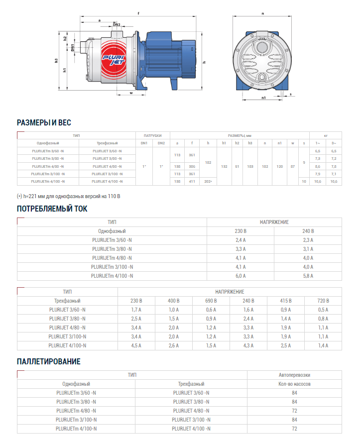 Насос Pedrollo PLURIJETm 4/100 -N оформить заказ с доставкой с ближайшего склада