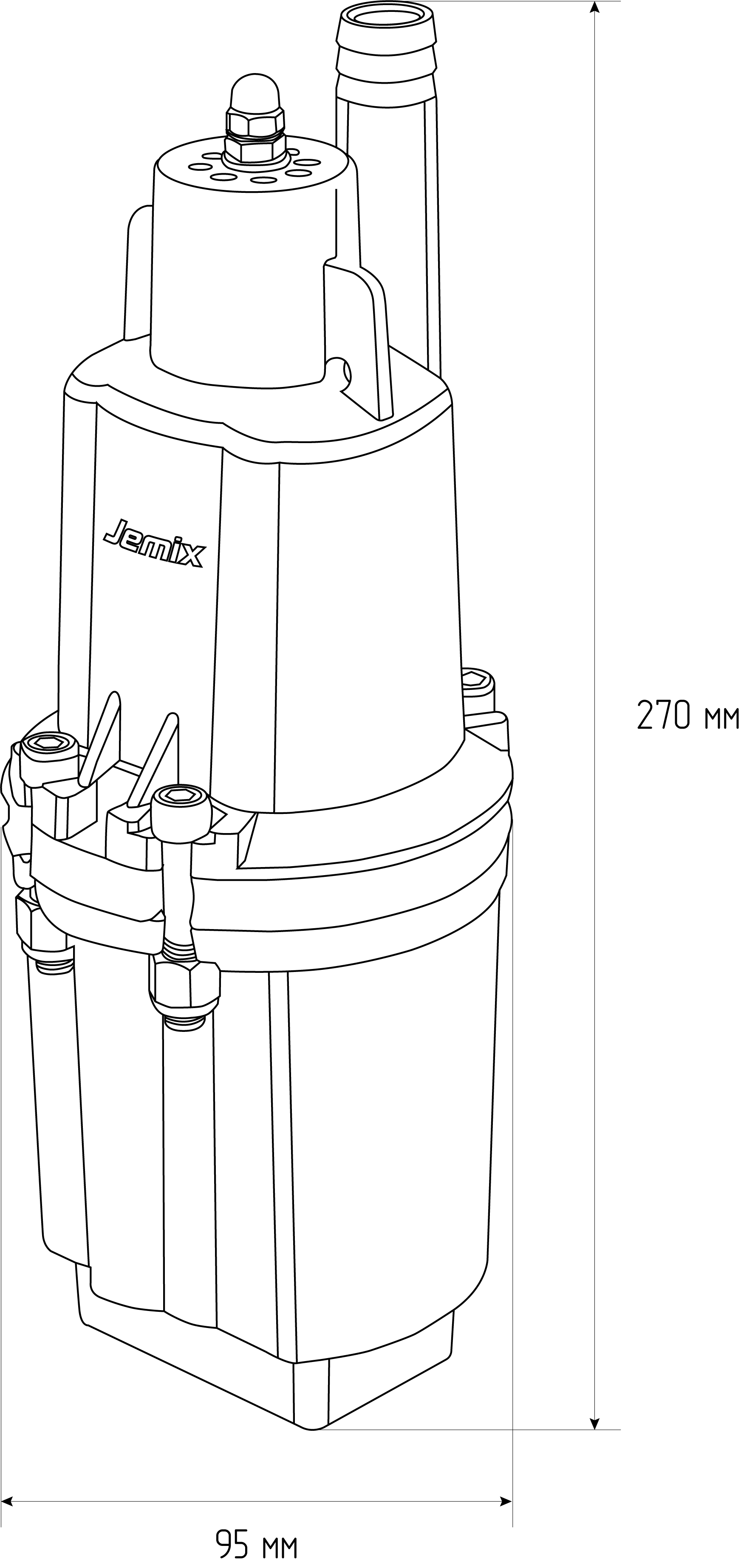 Насос  XVM60 T/15 JEMIX погружной вибрационный (d= 3/4",250Вт, 1200 л/ч. 3м) кабель 15м верхний забор купить по цене "по запросу"