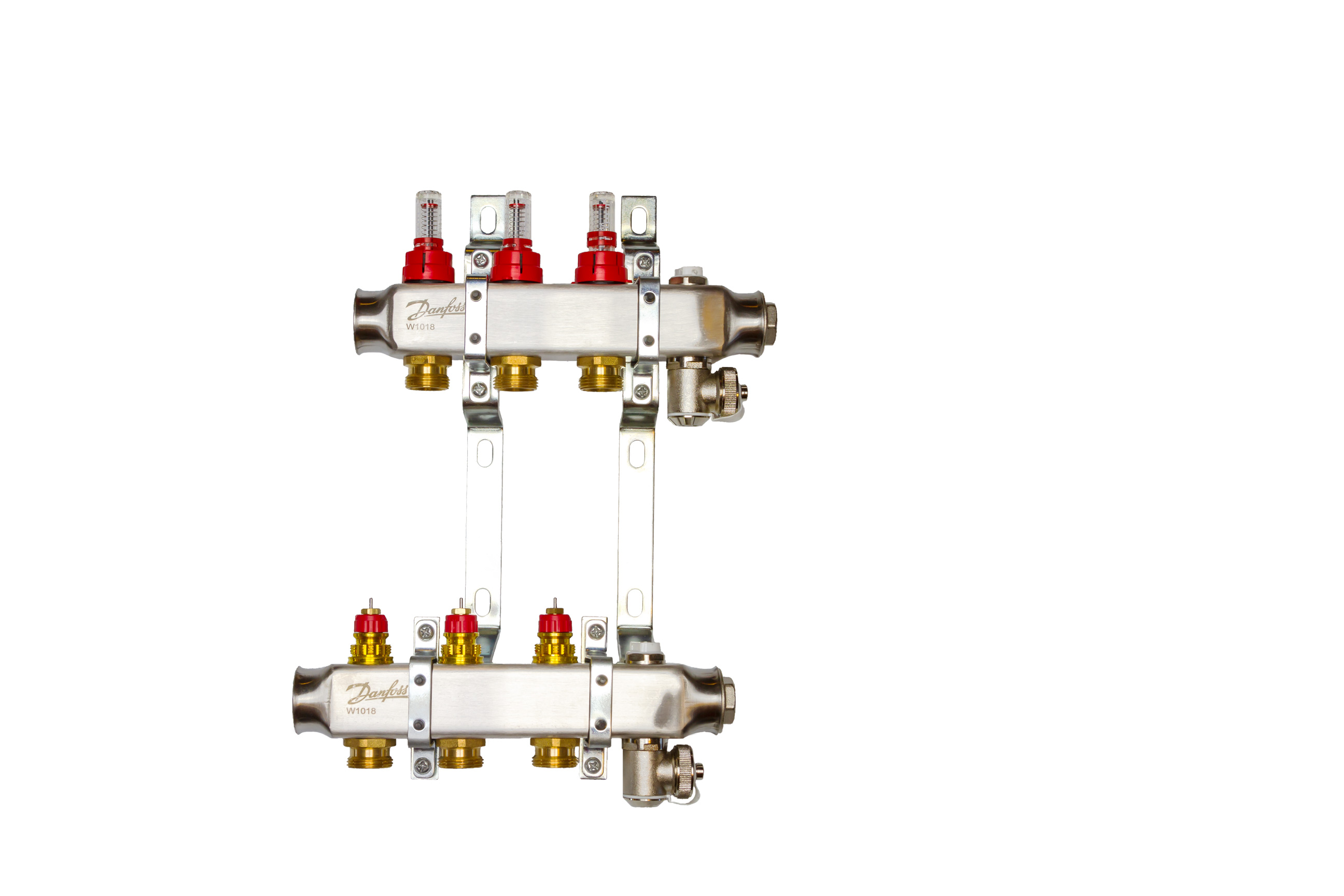 Комплект коллекторов Danfoss SSM-3F с расходомерами и кронштейнами, 3 контура