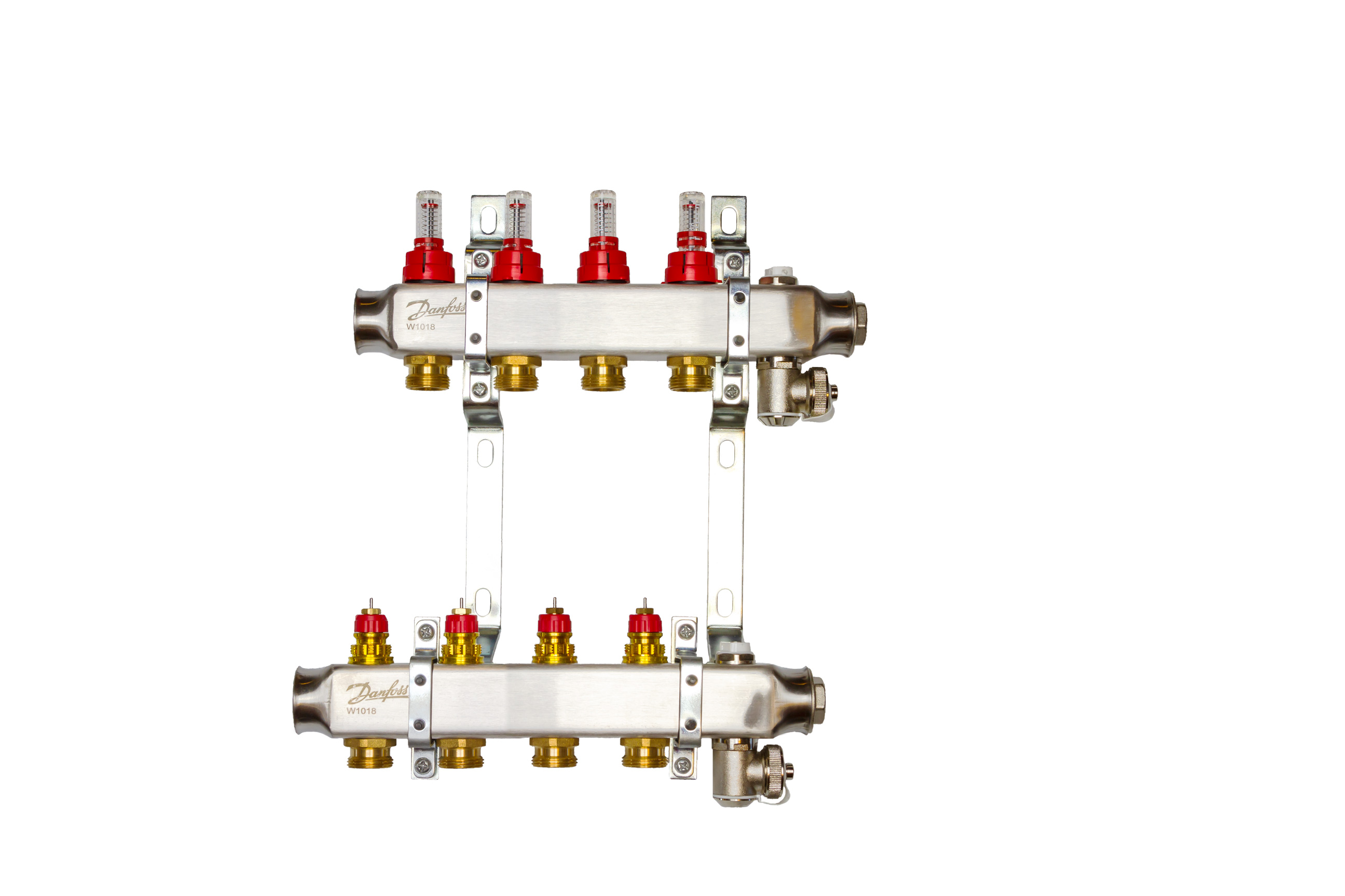 Комплект коллекторов Danfoss SSM-4F с расходомерами и кронштейнами, 4 контура