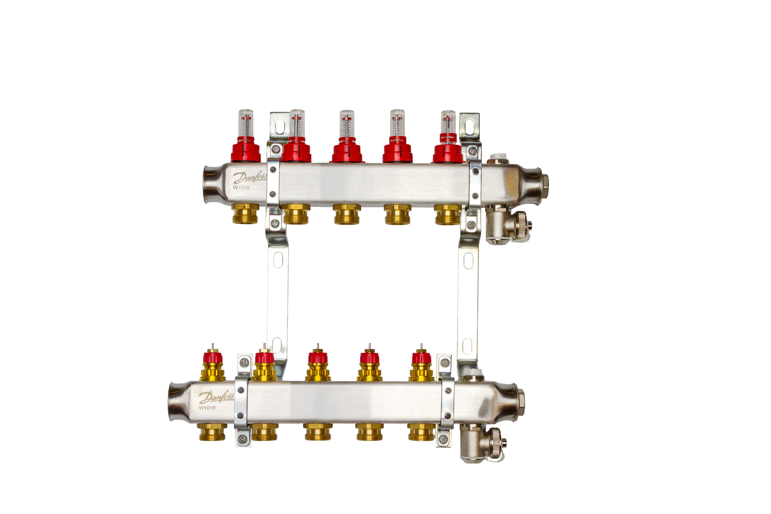 Комплект коллекторов Danfoss SSM-5F с расходомерами и кронштейнами, 5 контуров