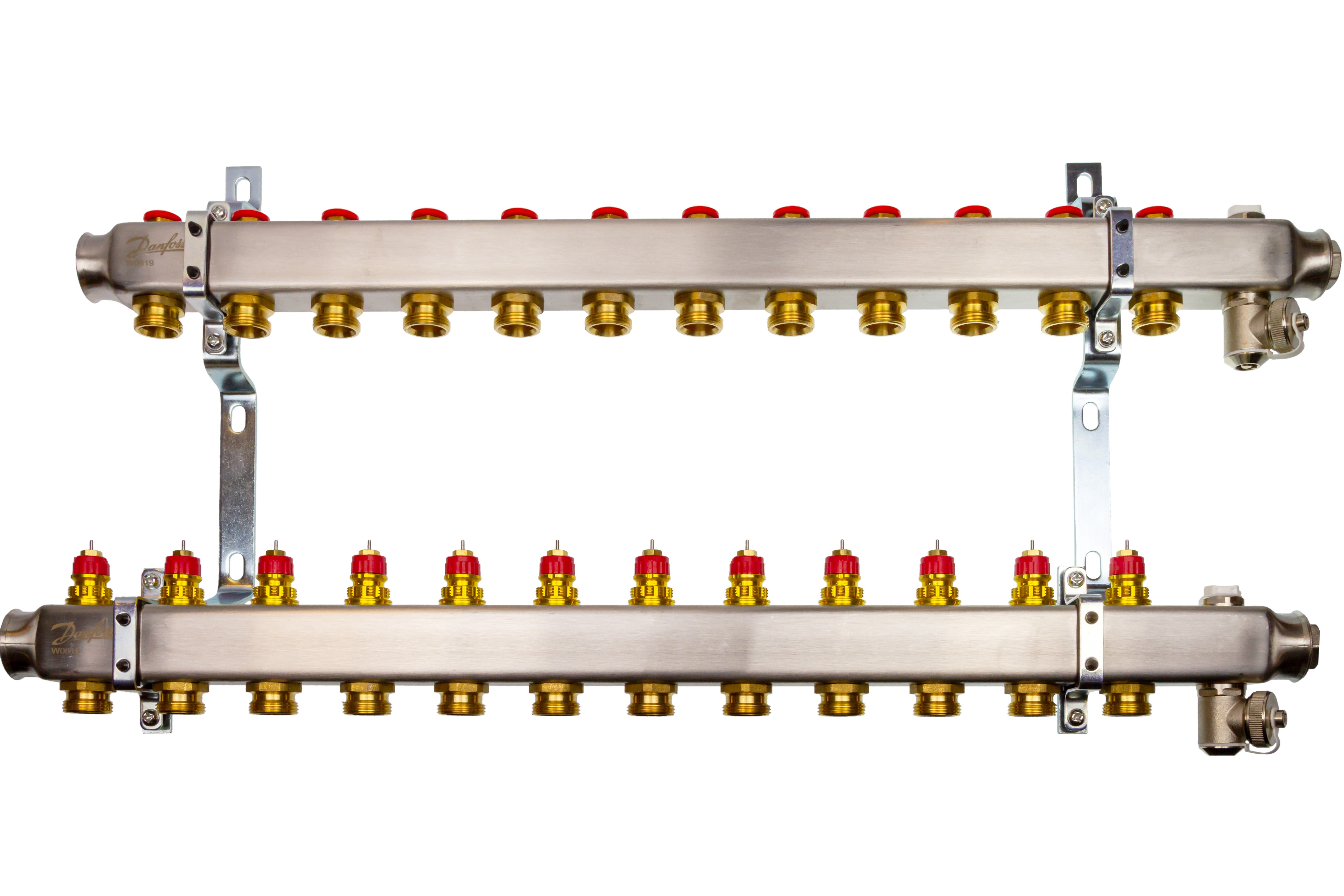 Комплект коллекторов Danfoss  SSM-12 с кронштейнами для 12 контуров