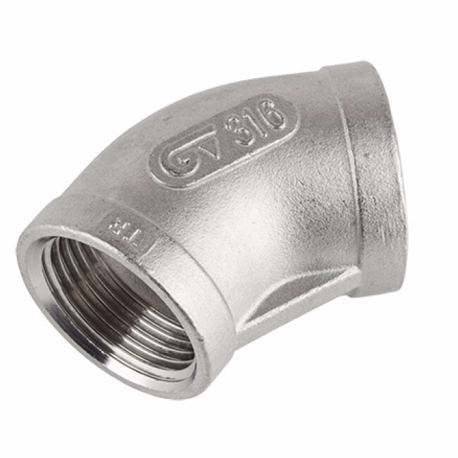 Угольник GENEBRE 0120 05, DN020 (3/4"), PN20, 45 град, корпус - AISI316 (CF8M), ВР-ВР