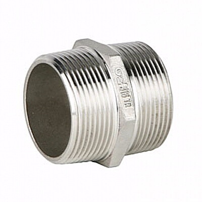 Ниппель равнопроходной GENEBRE 0280N 08, DN040 (1 1/2"), PN20, корпус - AISI316 (CF8M), НР-НР, резьба NPT