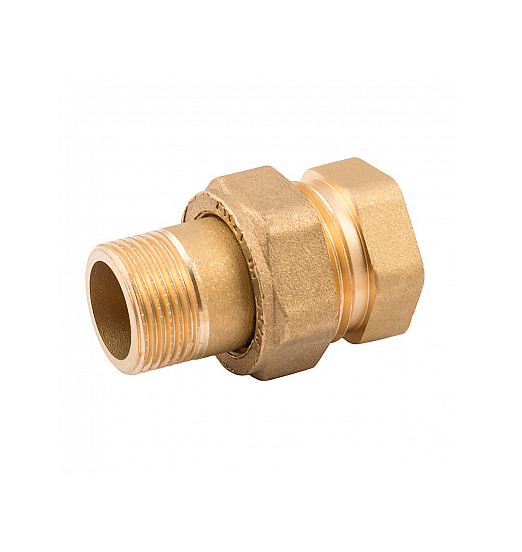 Сгон американка, прямой, НВ, 1/2", 1/2", латунь, с плоским уплотнением ELSEN