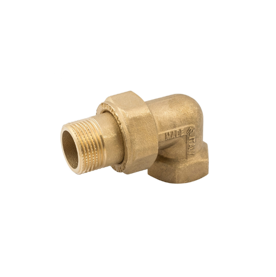 Сгон американка, угловой, НВ, 1/2", 1/2", латунь, с плоским уплотнением Elsen