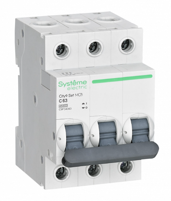 Автоматический выключатель 3-полюсный Systeme Electric City9, 63А, 4.5kA (хар-ка C)