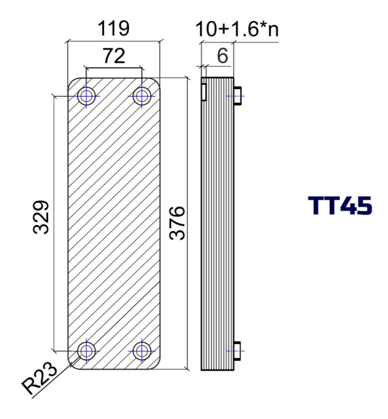 Теплообменник паяный ТТ ТТ45RC-10H-4.5 заказать со складов по всей России