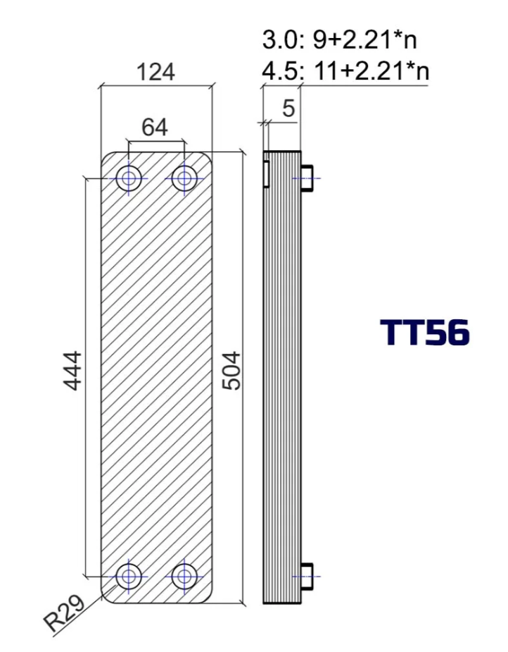 Теплообменник паяный ТТ ТТ56S-34НFT-3.0 заказать со складов по всей России