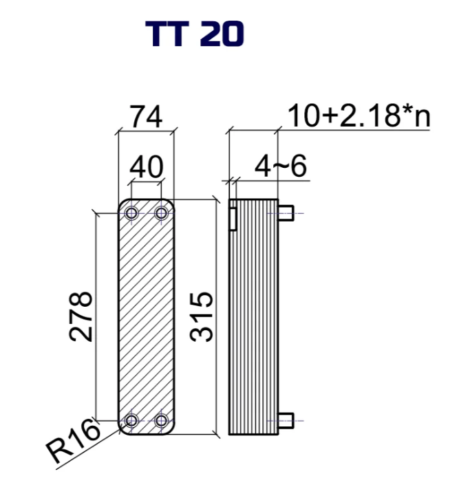 Пластинчатый теплообменник ТТ ТТ20R-10Н-4.5 Исполнение R заказать со складов по всей России