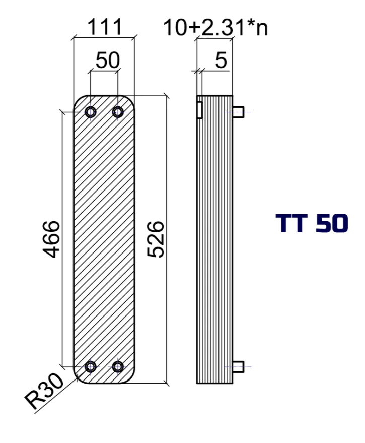 Пластинчатый теплообменник ТТ ТТ50S-40L-3.0 заказать со складов по всей России