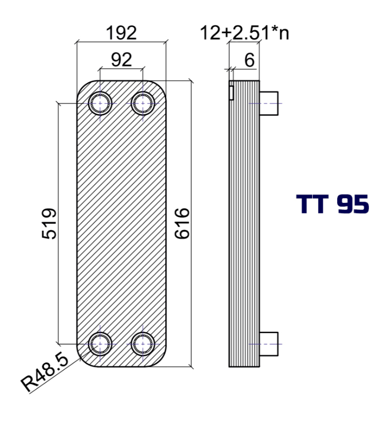 Пластинчатый теплообменник ТТ ТТ95S-40L-3.0 заказать со складов по всей России