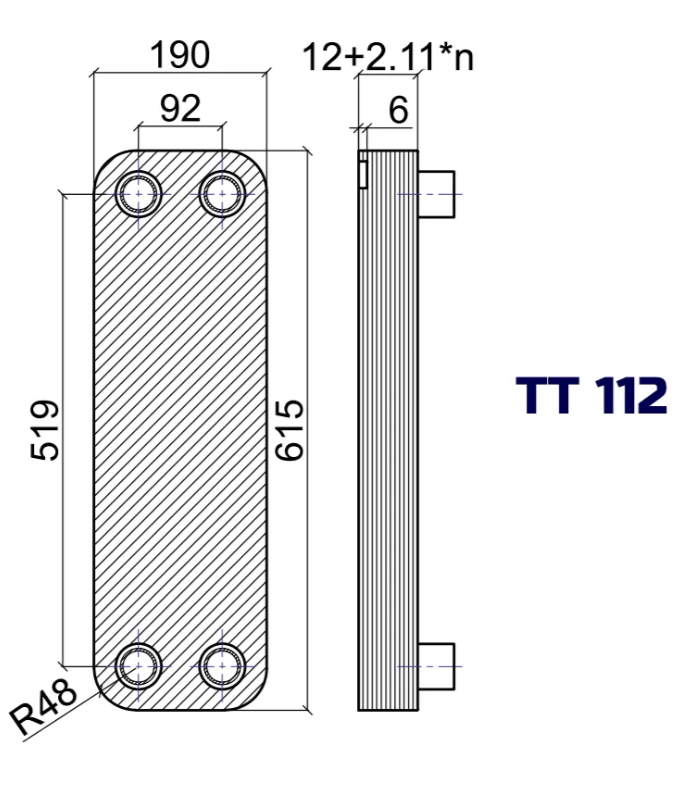 Теплообменник паяный ТТ ТТ112Q-100Н-4.5 заказать со складов по всей России