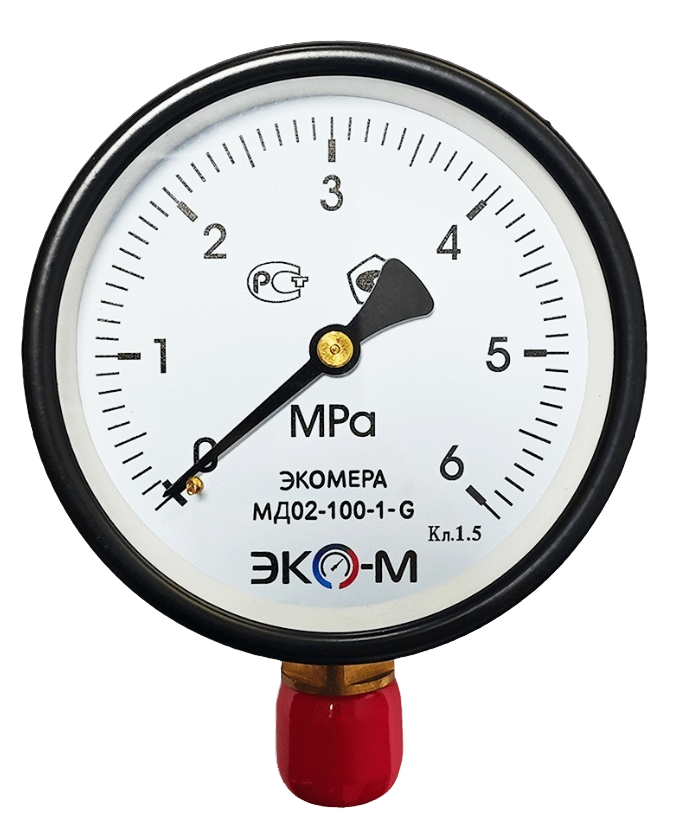 Манометр Экомера МД02-100мм 0..6МПа G1/2