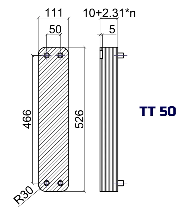 Пластинчатый теплообменник ТТ50R-50Н-4.5 заказать со складов по всей России