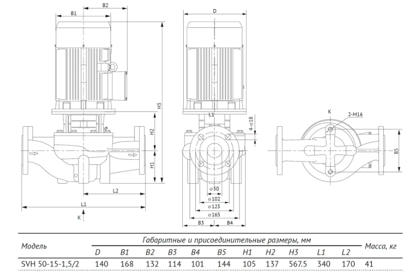 Циркуляционный насос Unipump SVH 50-15-1,5/2 заказать со складов по всей России