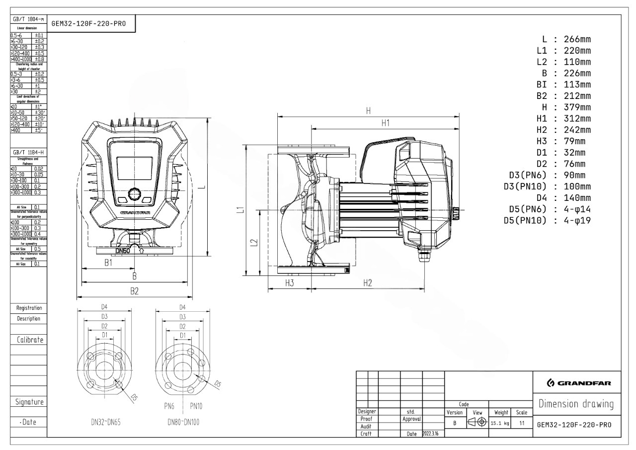 Циркуляционный насос Grandfar GEM32-120F купить по цене 90846.58 руб.